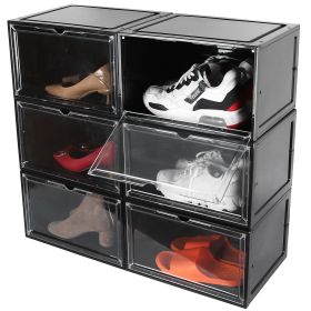 6Packs Collapsible Shoe Box Stackable Shoe Storage Bin Transparent Dustproof Hard PP Shoe Organizer Container with Magnetic Door