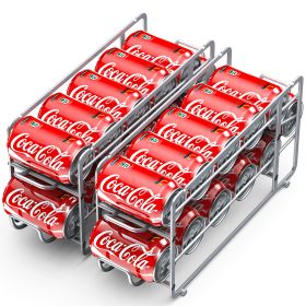 Soda Can Organizer Storage Rack, 2 Pack Stackable Beverage Soda Can Dispenser Organizer Holder for Refrigerator, Cabinet, Pantry