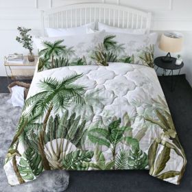 3 Pieces Coconut Tree Comforter Set King Size for Home Bedroom Banana Tree Bedding Set Down Alternative