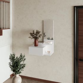 White Floating Vanity with Included Mirror