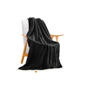 SOGA Black Throw Blanket Warm Cozy Double Sided Thick Flannel Coverlet Fleece Bed Sofa Comforter