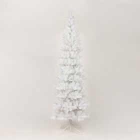 7.5FT White Slim Artificial Christmas Tree Includes Foldable Metal Stand