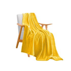 SOGA Yellow Throw Blanket Warm Cozy Striped Pattern Thin Flannel Coverlet Fleece Bed Sofa Comforter