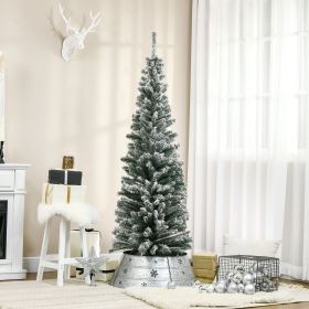 6' Tall Unlit Snow-Flocked Slim Artificial Christmas Tree with Realistic Branches and 492 Tips