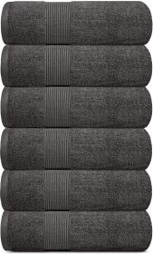 6 Pack Resort Collection Soft Hand Towels 16x27 inch Luxury Hotel Plush Absorbent Cotton Hand Towel Charcoal Color