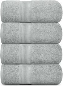 4 Pack Dolphin Grey Color Resort Collection Soft Bath Towels 28x55 inch Luxury Hotel Plush & Absorbent Cotton Bath Towel Large