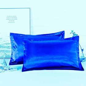 Pure color silk single pillow case (Option: Blue-One)