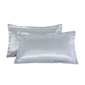 Pure color silk single pillow case (Option: Silver-A pair)